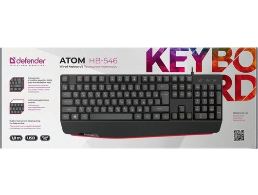 Клавиатура проводная Defender Atom HB-546 черный